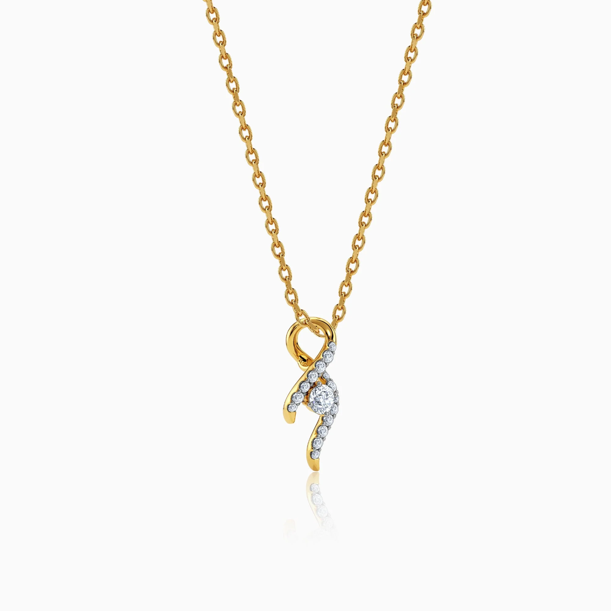Gold Twisted Bud Lab Grown Diamond Pendant - Image 4