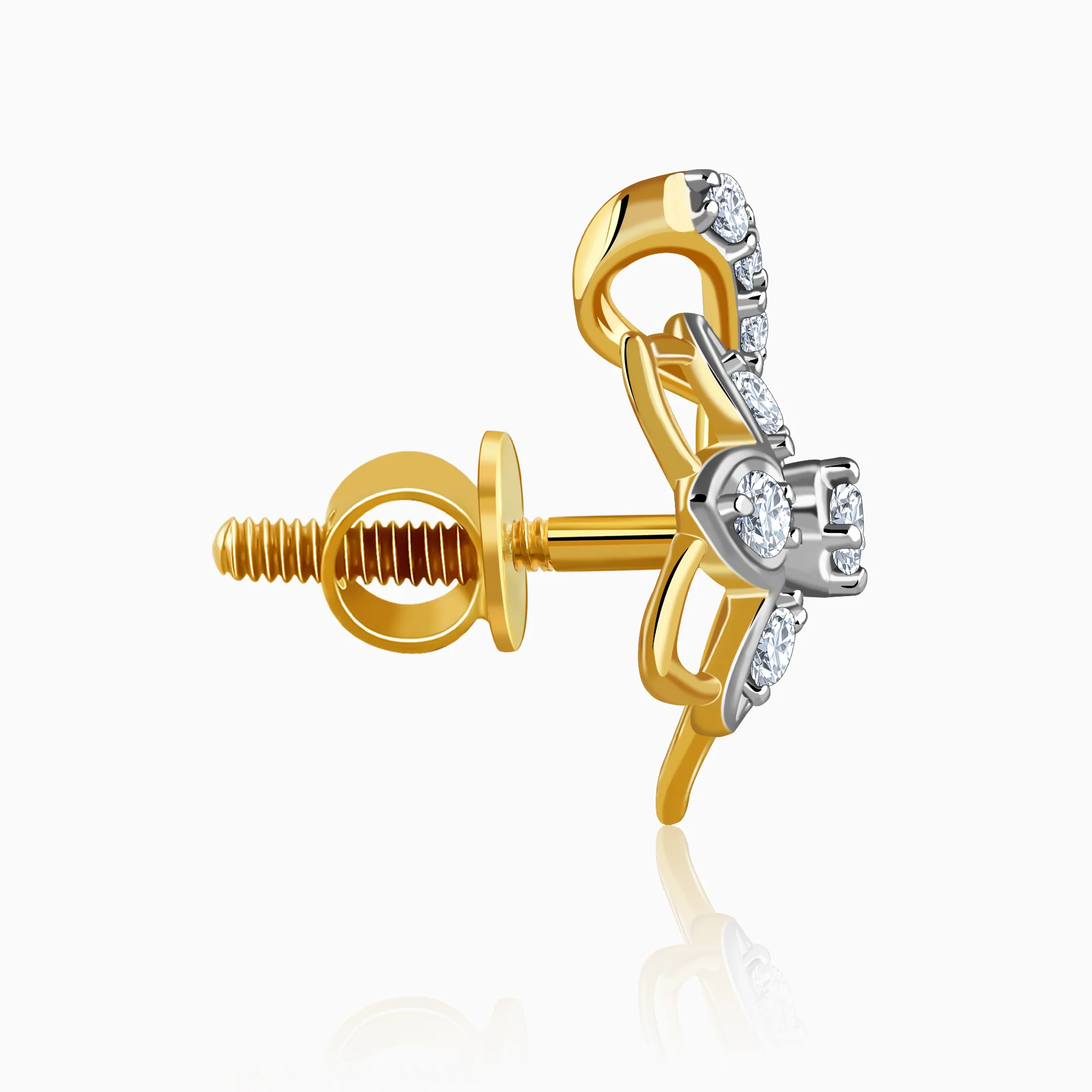 Gold Unfinished Floral Lab Grown Diamond Studs - Image 5