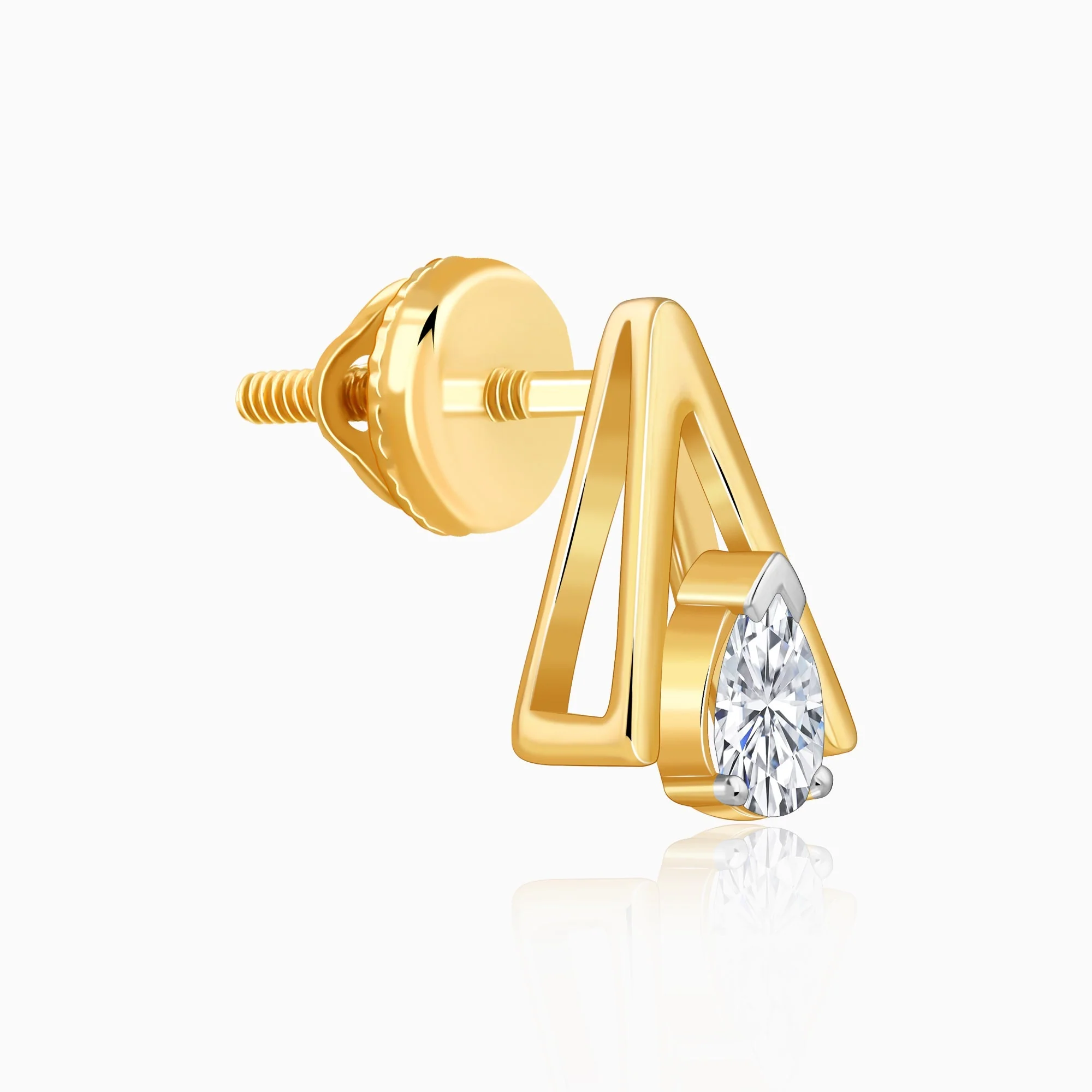 Gold V-Edge Lab Grown Diamond Earrings - Image 4