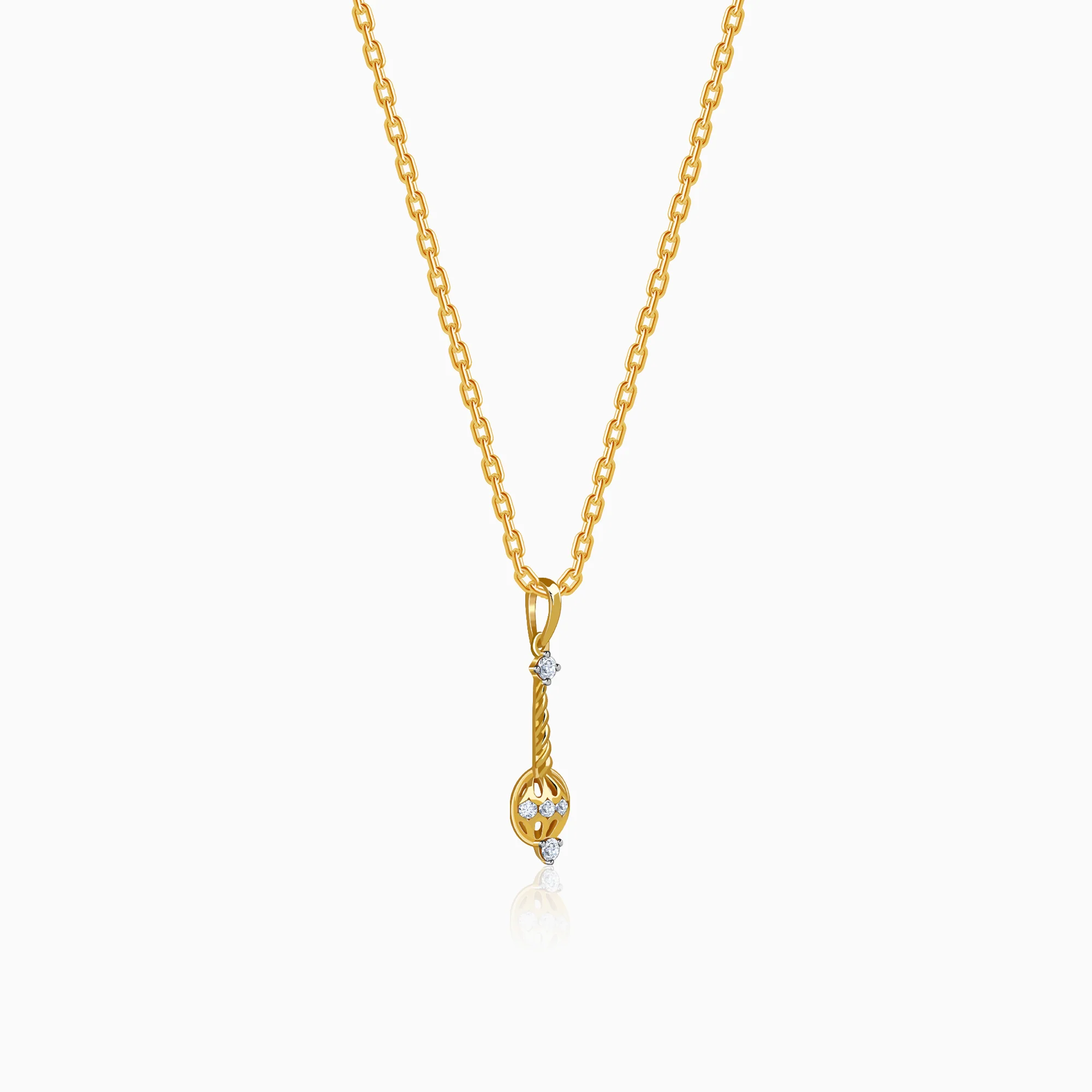 Gold Vajra Gada Lab Grown Diamond Pendant - Image 4