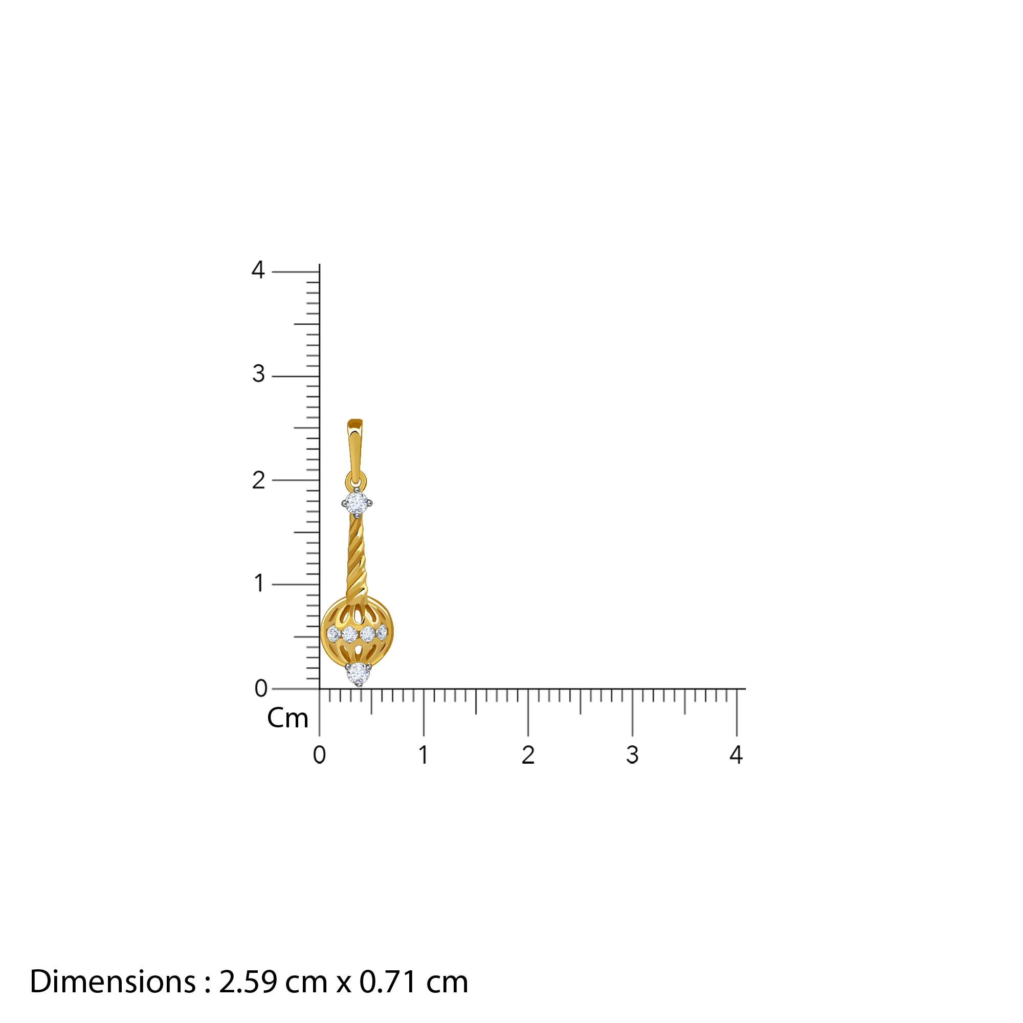 Gold Vajra Gada Lab Grown Diamond Pendant - Image 6