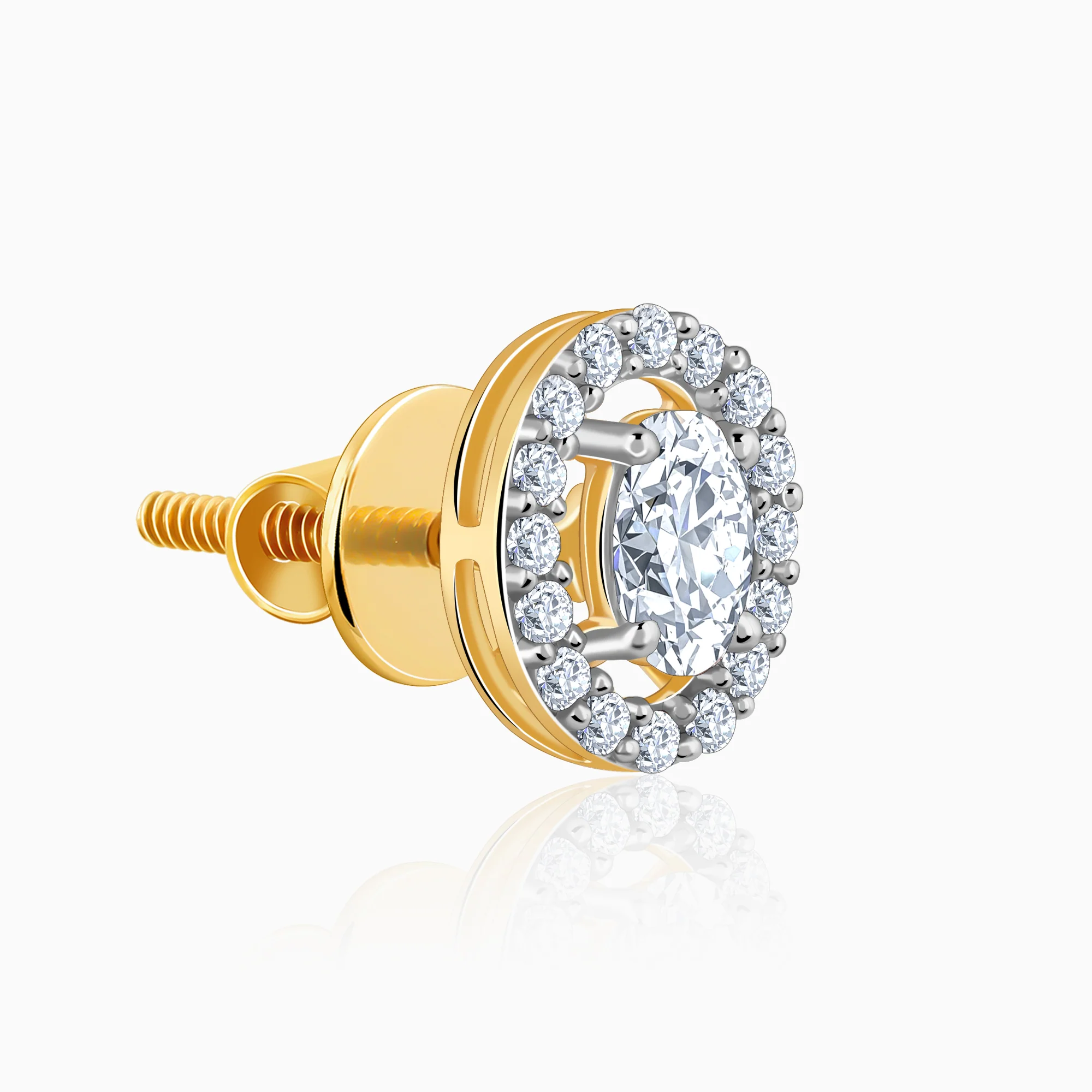 Gold Vesta Halo Solitaire Lab Grown Diamond Studs - Image 4