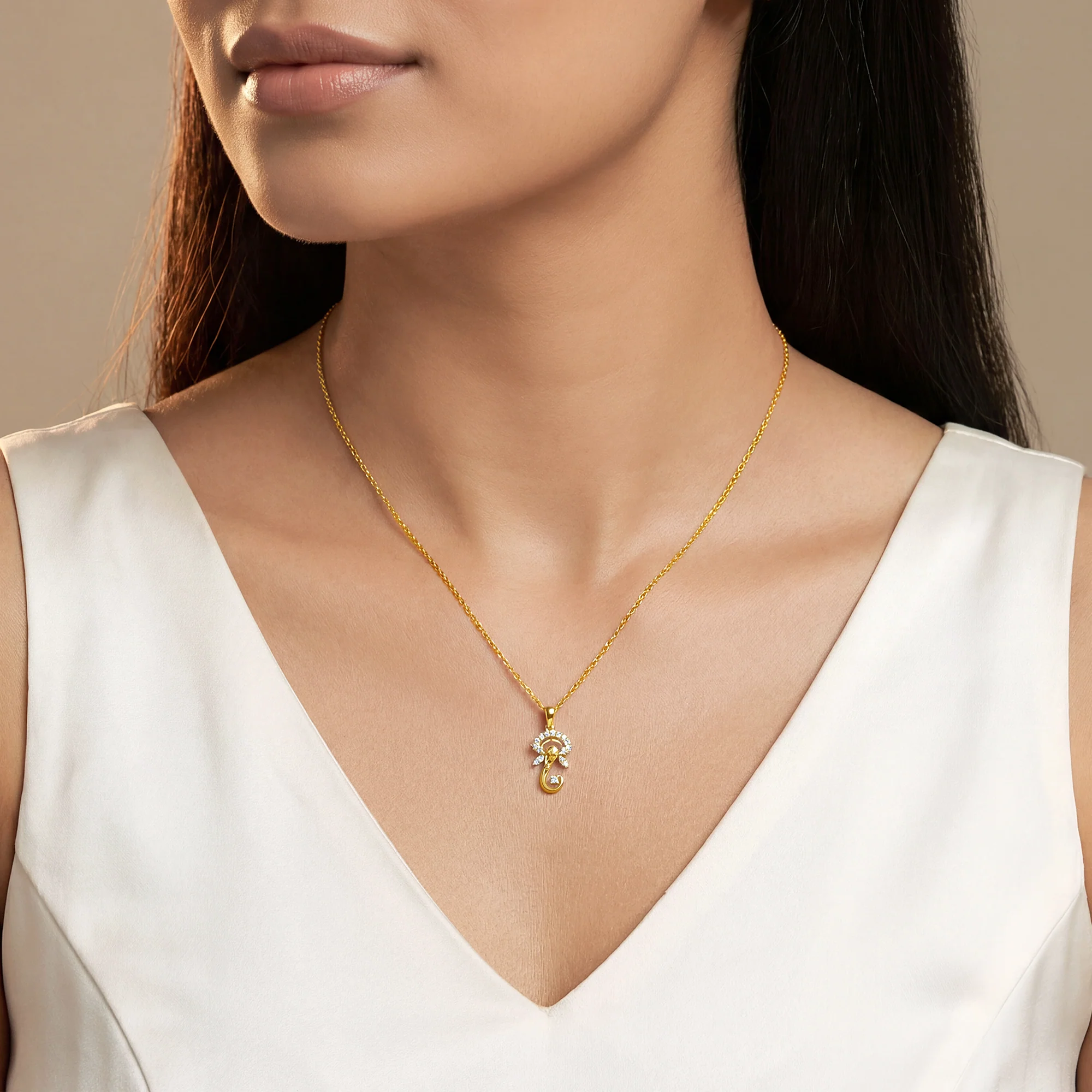 Gold Vighnaharta Spark Lab Grown Diamond Pendant - Image 3