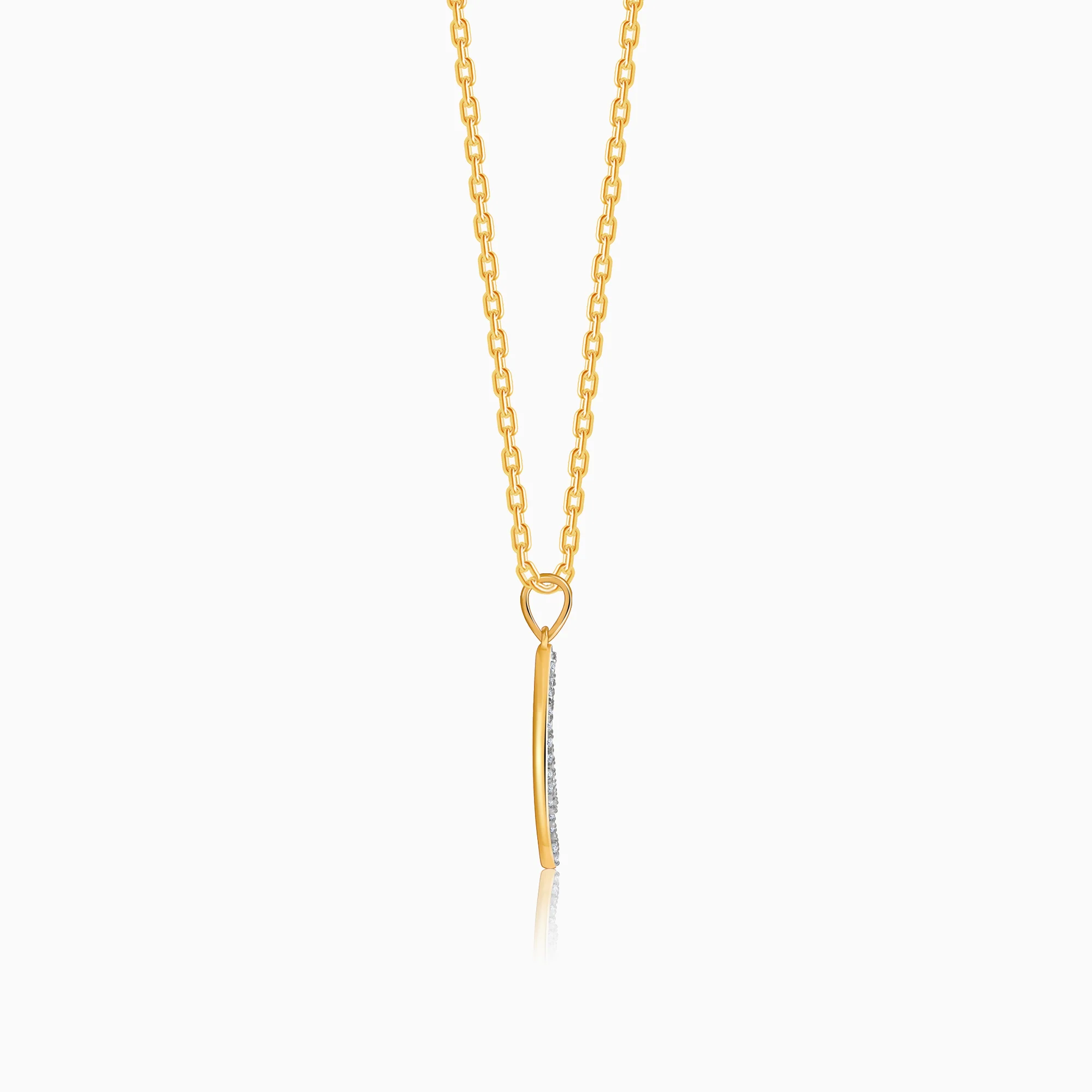 Gold Wave Layers Lab Grown Diamond Pendant - Image 5