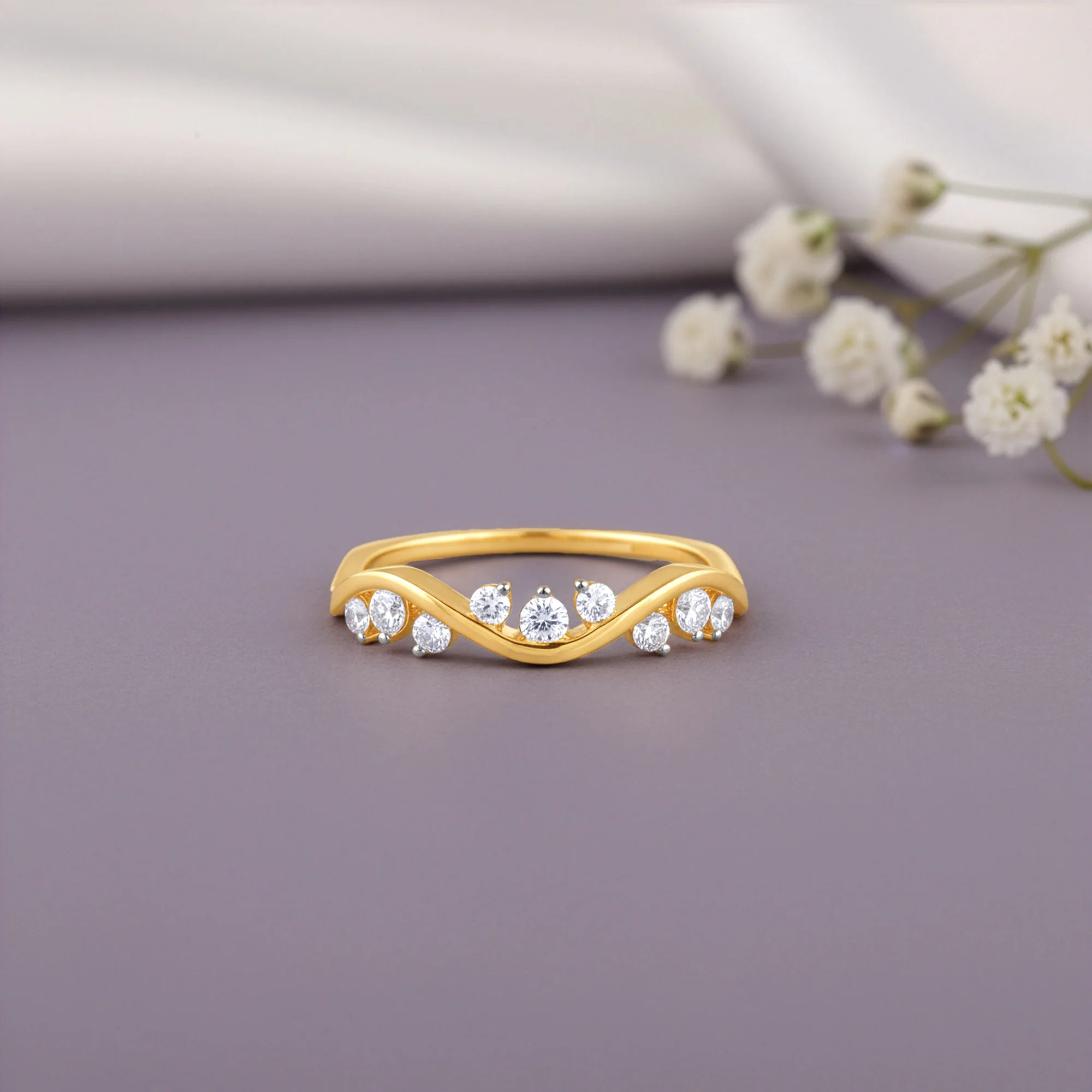 Gold Waveglow Lab Grown Diamond Ring - Image 2