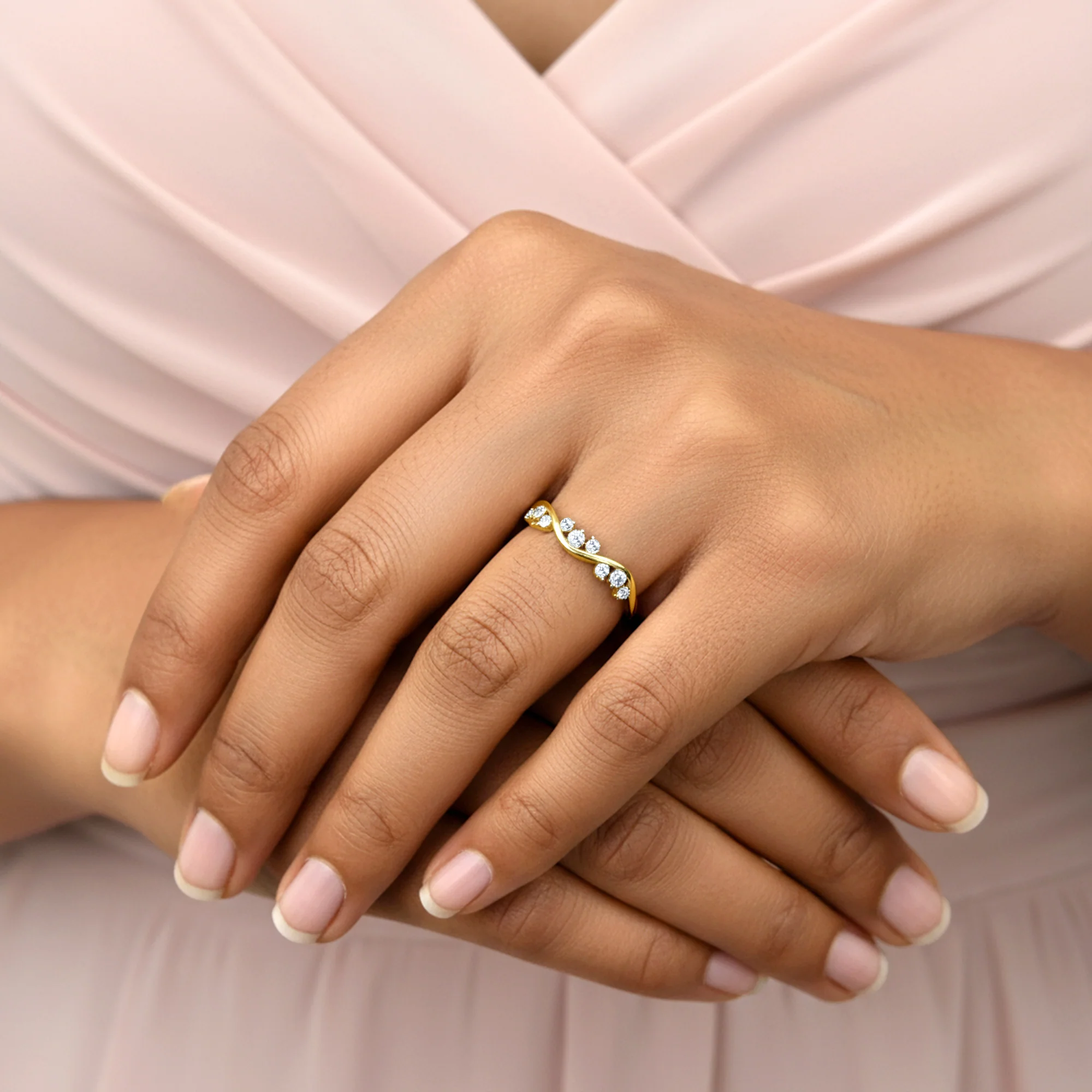 Gold Waveglow Lab Grown Diamond Ring - Image 3
