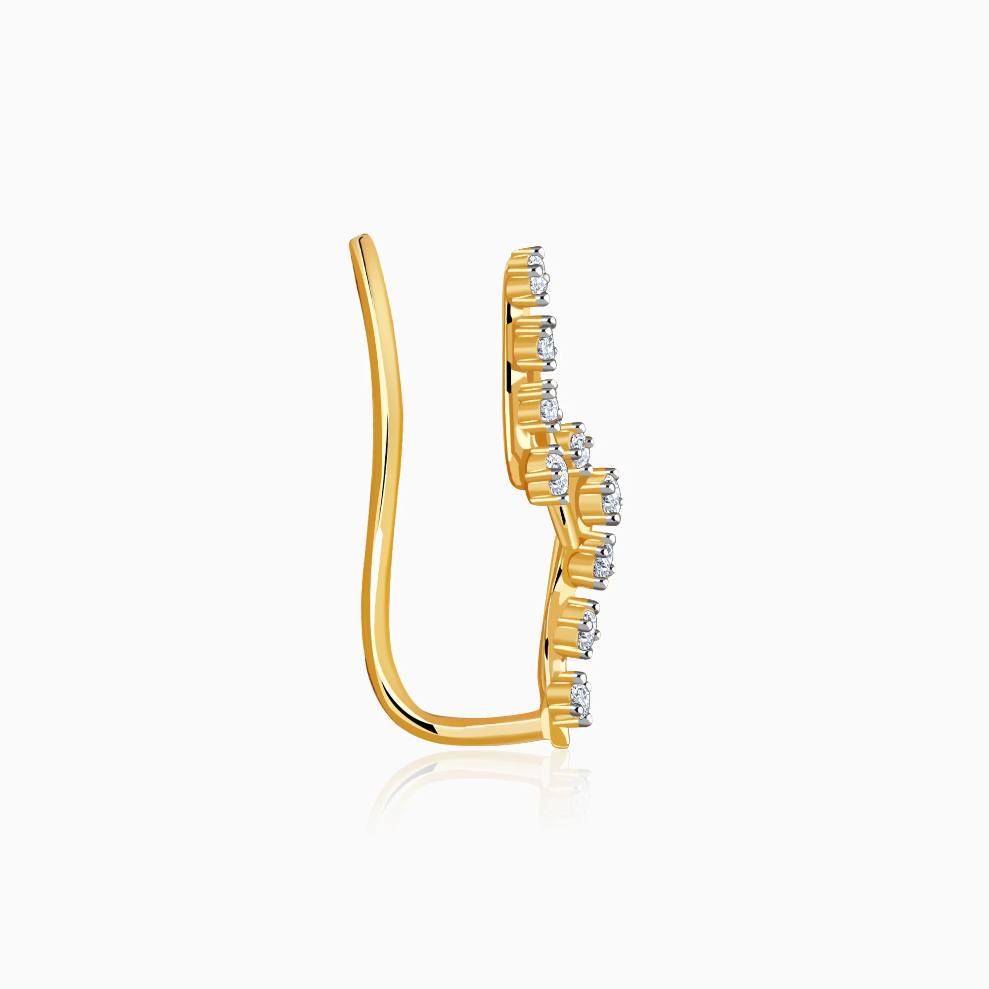 Gold Wavy Throne Lab Grown Diamond Earrings - Image 5