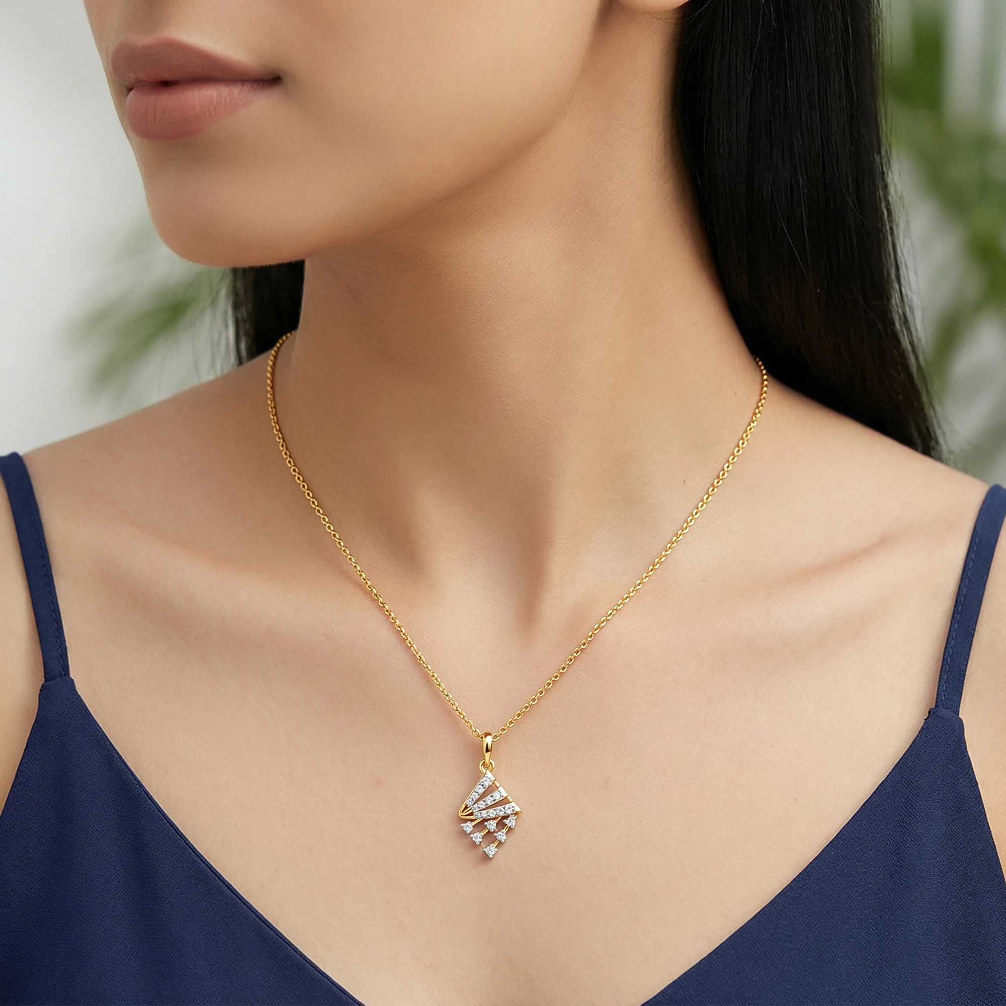 Gold Zyra Motif Lab Grown Diamond Pendant - Image 3