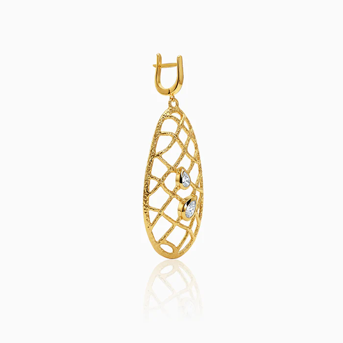 Golden Abstract Dew Earrings - Image 4