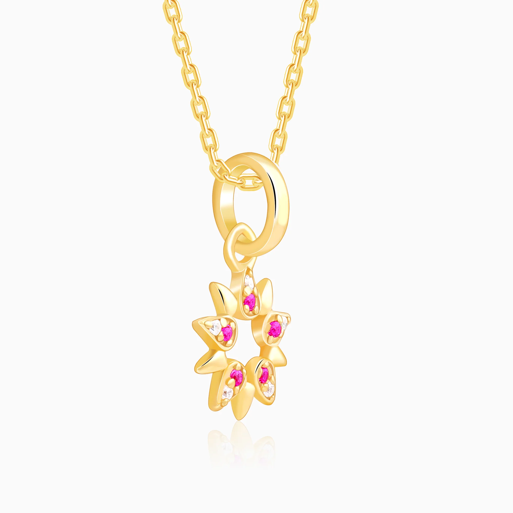 Golden Amaryllis Pendant With Link Chain - Image 4