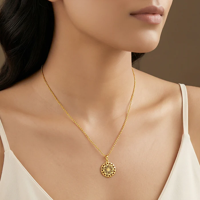 Golden Aura Tangle Pendant With Link Chain - Image 3