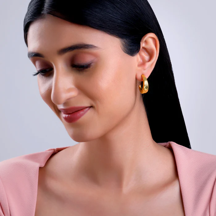 Golden Belle J Stud Earrings - Image 3