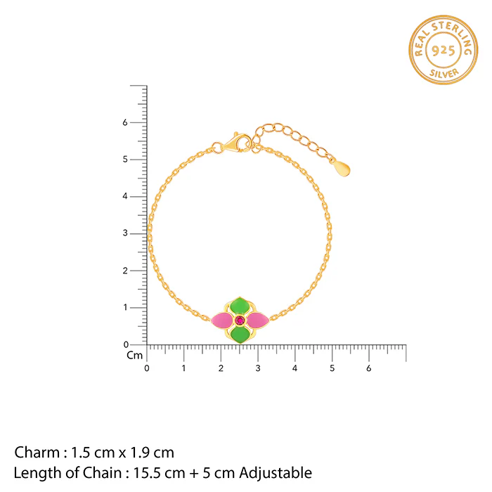 Golden Blissful Floral Bracelet Rakhi - Image 4