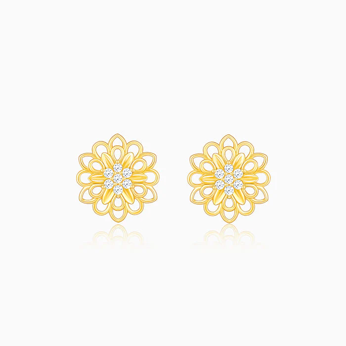 Anushka Sharma Golden Blooming Flower Stud Earrings - Image 2
