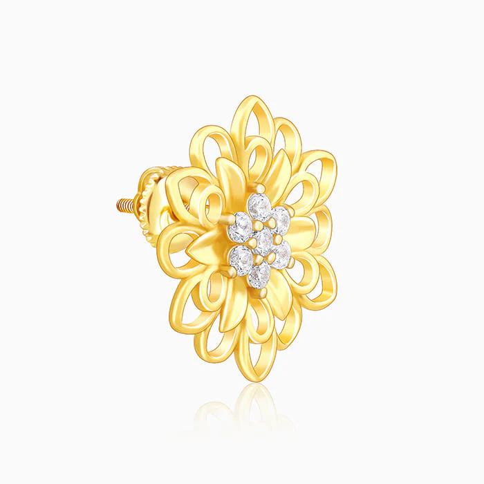 Anushka Sharma Golden Blooming Flower Stud Earrings - Image 4