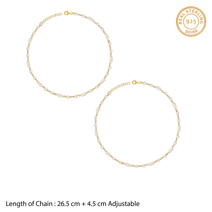 Golden Blush Quartz Bead Anklet - Image 4
