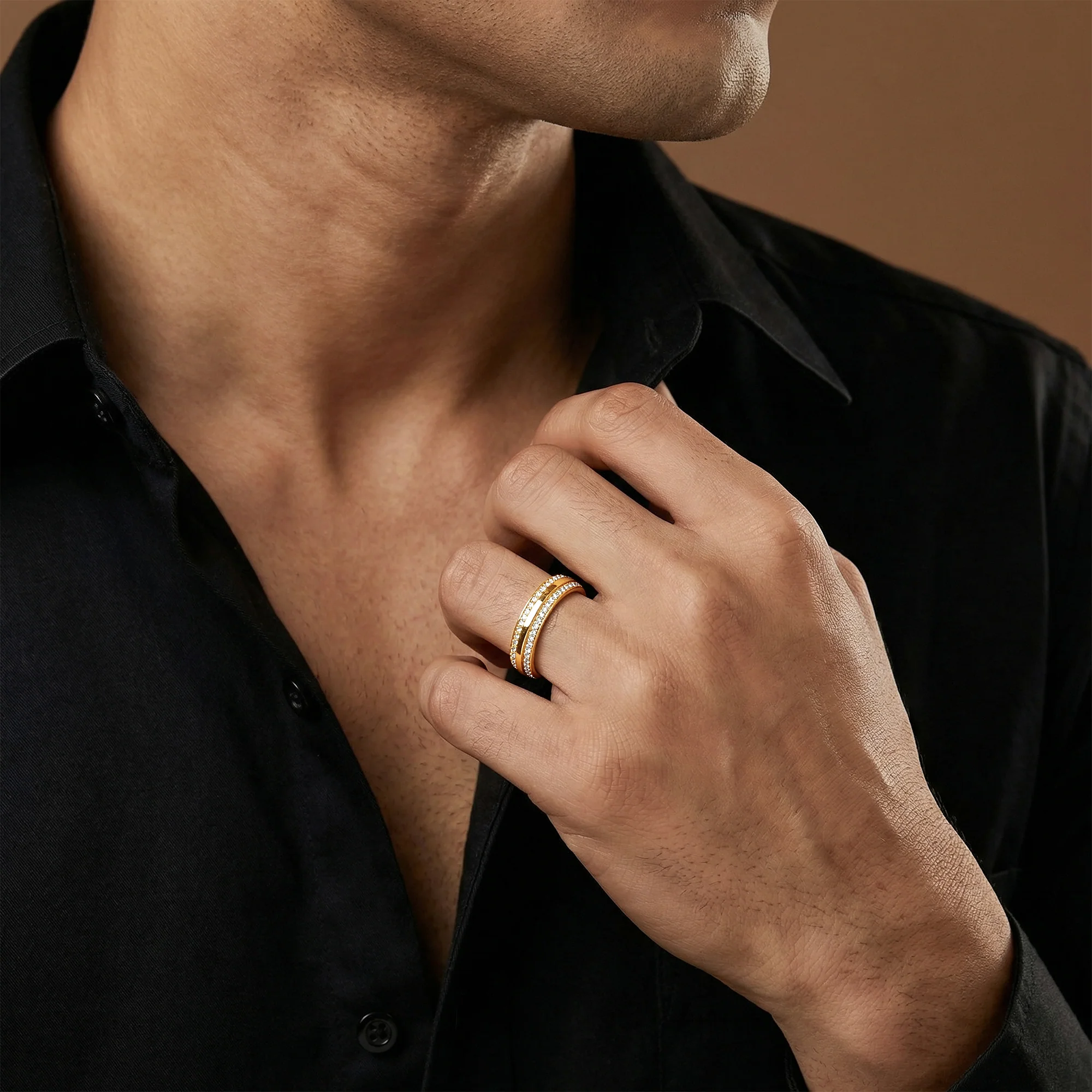 Golden Bold Fate Ring For Him (Size 17) - Image 3