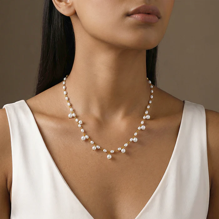 Golden Brie Pearl Necklace - Image 3