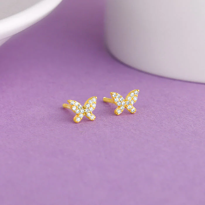 Golden Butterfly Tiny Studded Affair Earrings - Image 2