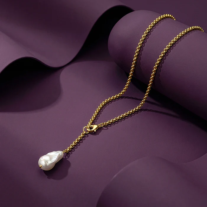 Golden Cameron Pearl Lariat Necklace - Image 2