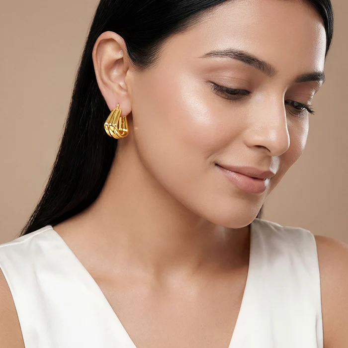 Golden Chef's Kiss Hoop Earrings - Image 3