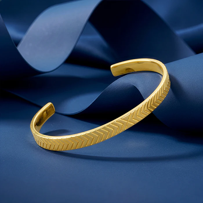 Golden Chevron Cuff Bracelet - Image 2