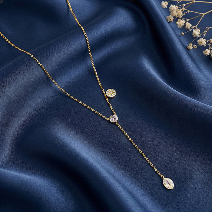 Golden Chunky Lariat Necklace - Image 2