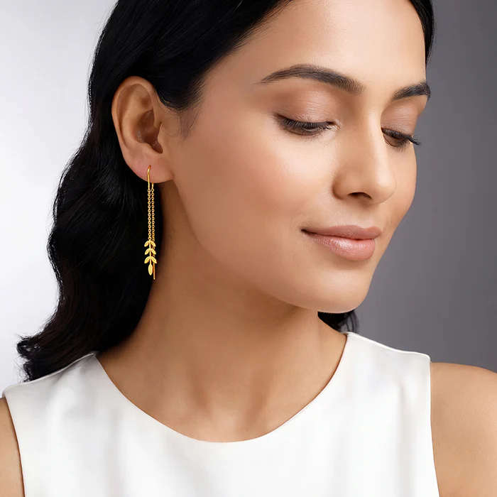 Golden Cirelle Flora Sui Dhaga Earrings - Image 3