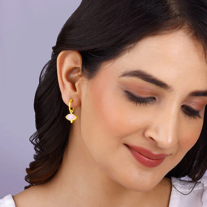 Golden Classic Pink Earrings - Image 3