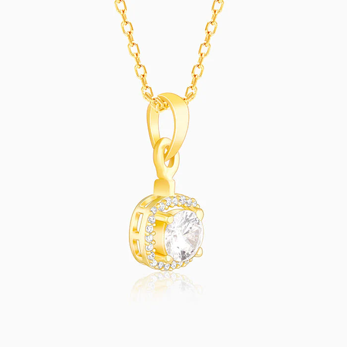 Golden Classy Solitaire Pendant With Link Chain - Image 4