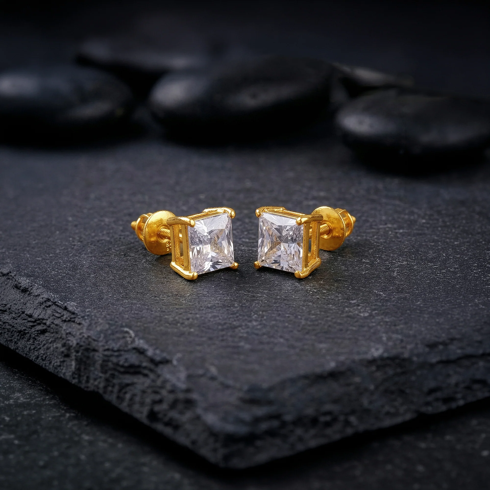 Golden Classy Zirconia Stud For Him - Image 4