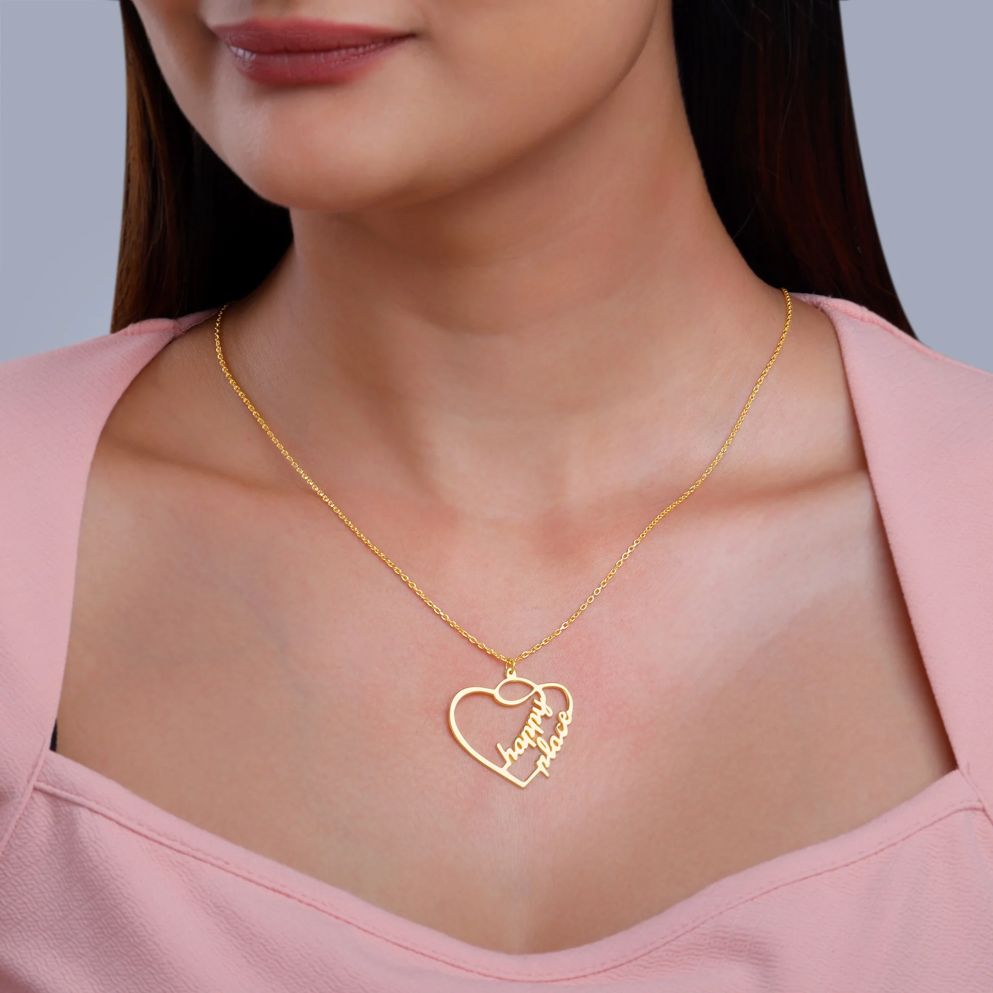 The Lovestruck Couple Golden Pendant With Link Chain - Image 5