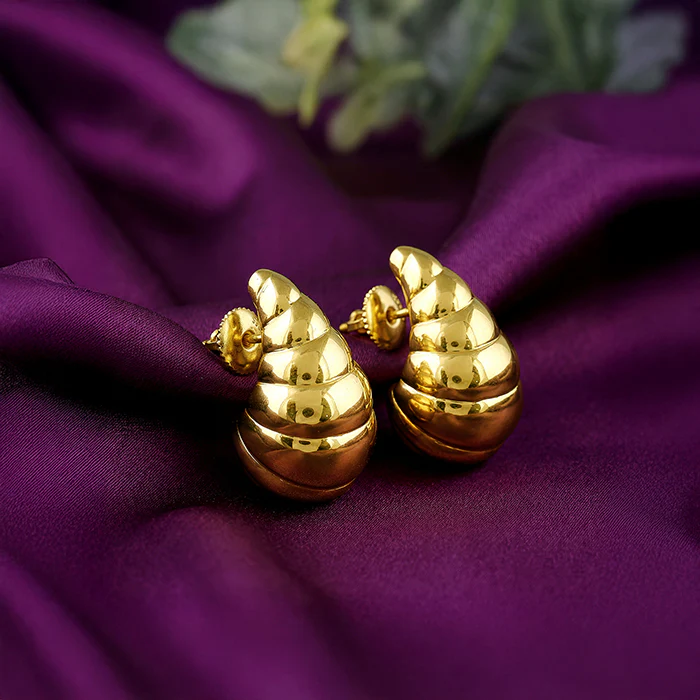 Golden Crossiant Dome Earrings - Image 2