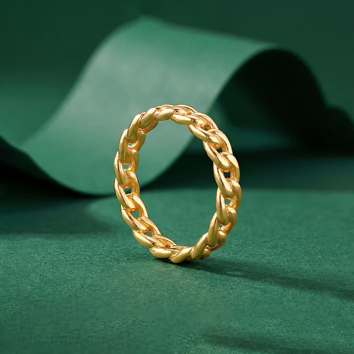 Golden Cuban Ring (Size 12) - Image 2
