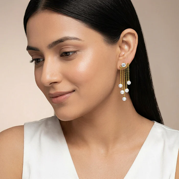 Golden Demi Pearl Ear Jacket - Image 6