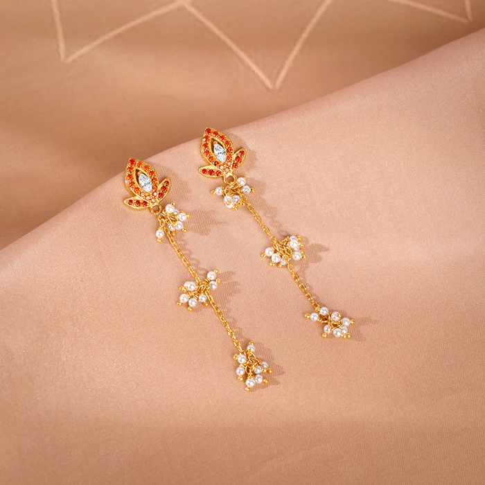 Golden Diana Dangler Earrings - Image 2