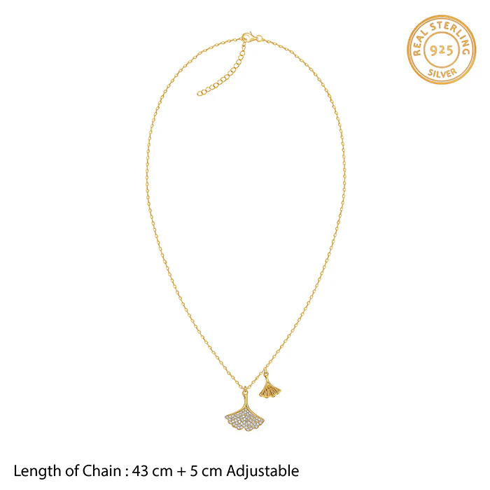Golden Dual Gingko Leaf Necklace - Image 5