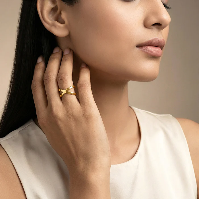 Golden Elliptical Ring (Size 12) - Image 3