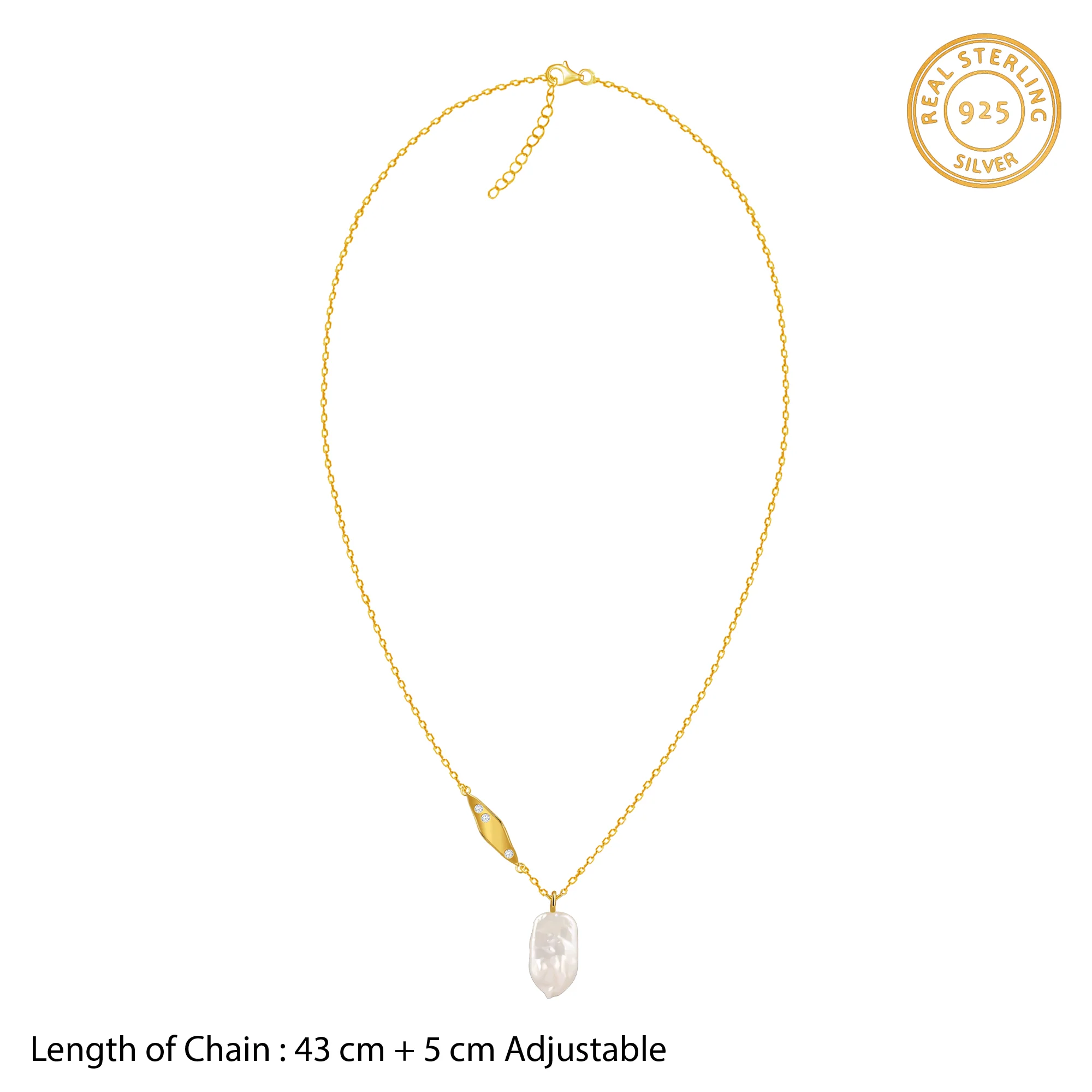 Golden Emilia Pearl Necklace - Image 4