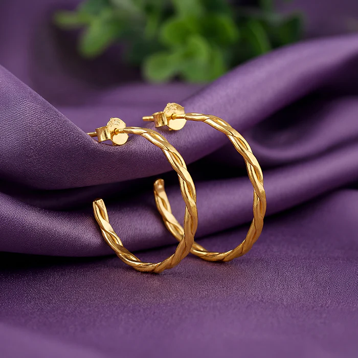 Golden Entwined Hoop Earrings - Image 2