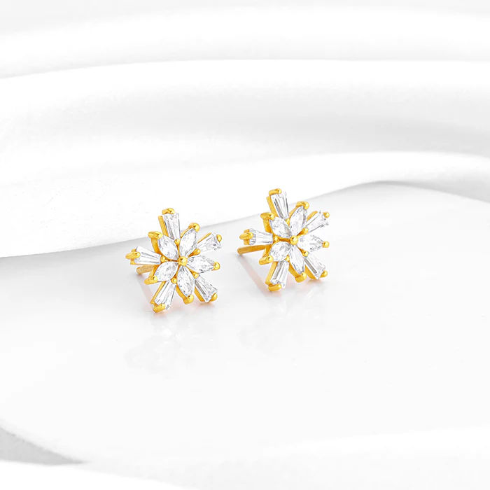 Golden Floral Radiance Earrings - Image 2
