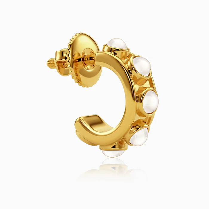 Golden Florence Pearl J Hoop Earrings - Image 4