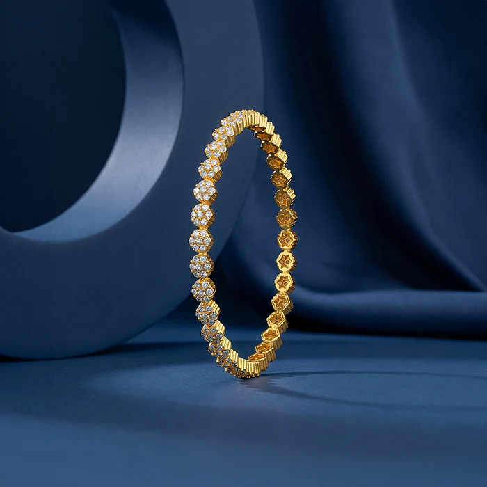Golden Flower Cluster Bangle (Size 2.4) - Image 2