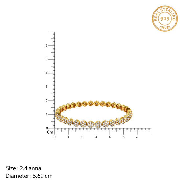Golden Flower Cluster Bangle (Size 2.4) - Image 4