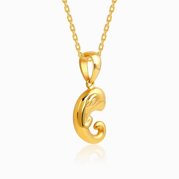 Golden Ganpati Trunk Pendant With Link Chain - Image 4