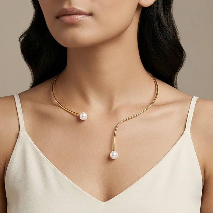 Golden Gwyneth Pearl Hasli Necklace - Image 3