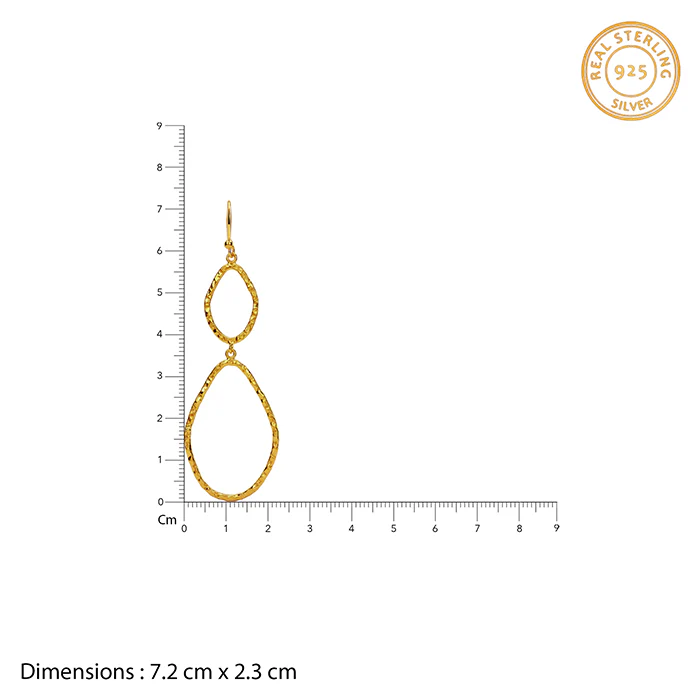 Golden Hammered Textured Hook Earrings - Image 5