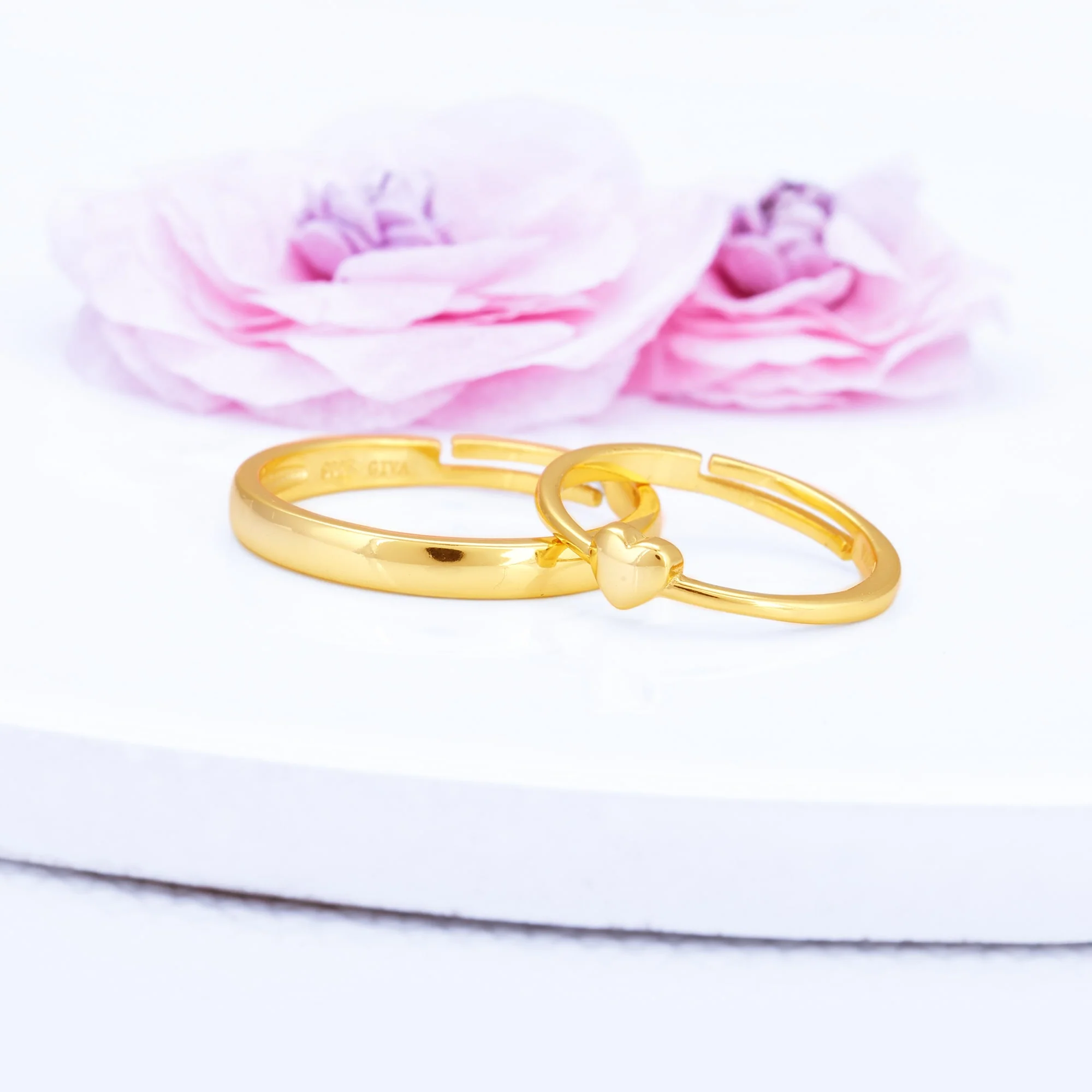 Golden Rise In Love Couple Rings - Image 2