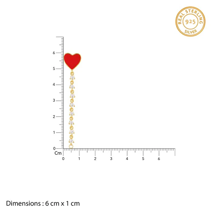 Golden Heart Chain Dangling Earrings - Image 5