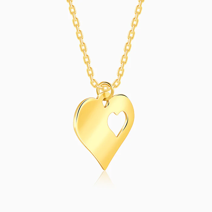 Golden Heart Piece Pendant With Link Chain - Image 4